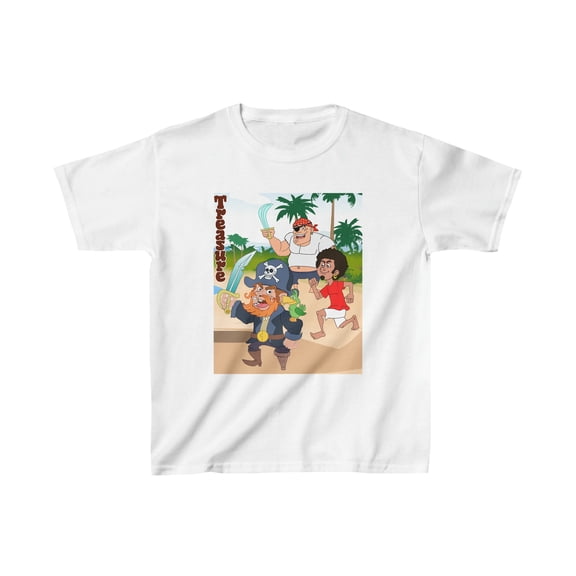 Kids Heavy Cotton Tee - Ferocious Pirate Redmane Crew and Skull
