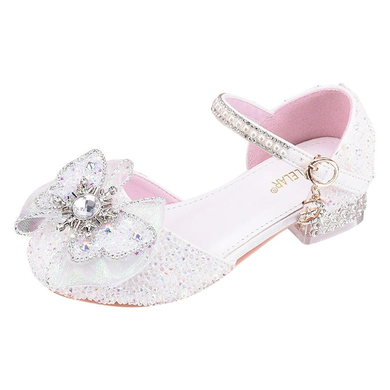Kids Heels Girls Shoes White High Heels New Children s High Heels Little Girls Shoes Stage Performance Dress Shoes Little Girl Dress Shoes Size 4.5 5