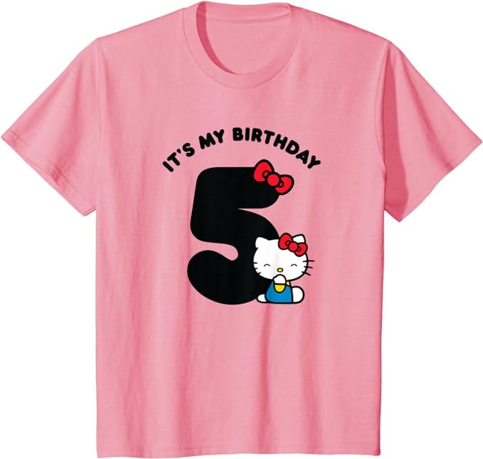 Kids Hello Kitty Its my 5th Birthday Youth T-Shirt, Cute 5 