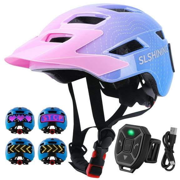 Kids Helmet, Bike Helmets with Upgrade LED Display, 64 Patterns, Turning & Stop Signals Light, Helmet for Kids 3-14,Multi-Sport Helmet for Bicycle, Skateboard, Scooter for Girls, Boys