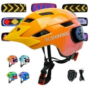 Kids Helmet, Bike Helmets with Upgrade LED Display, 64 Patterns, Turning & Stop Signals Light, Helmet for Kids 3-14,Multi-Sport Helmet for Bicycle, Skateboard, Scooter for Girls, Boys