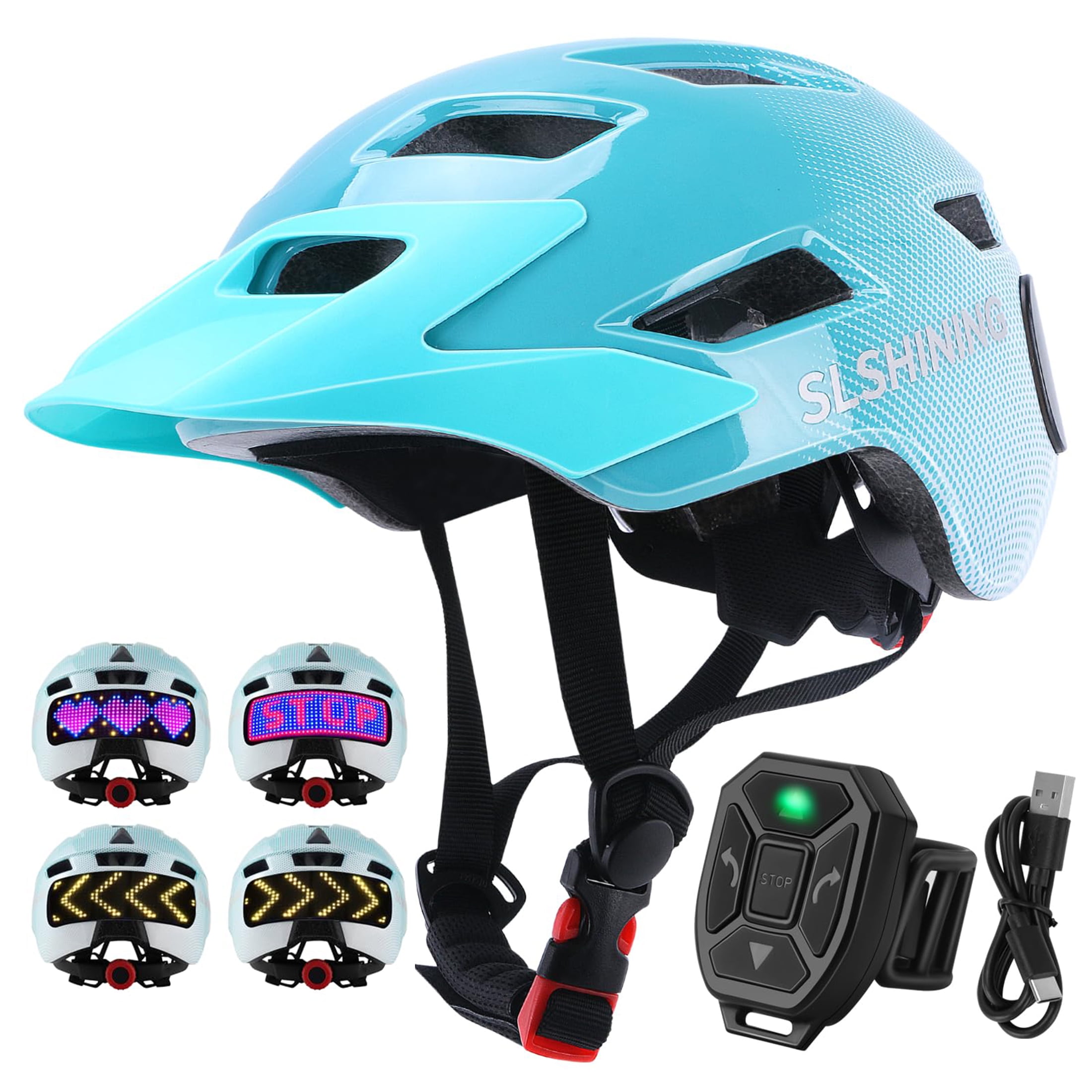 Kids Helmet, Bike Helmets with Upgrade LED Display, 64 Patterns, Turning & Stop Signals Light, Helmet for Kids 3-14,Multi-Sport Helmet for Bicycle, Skateboard, Scooter for Girls, Boys