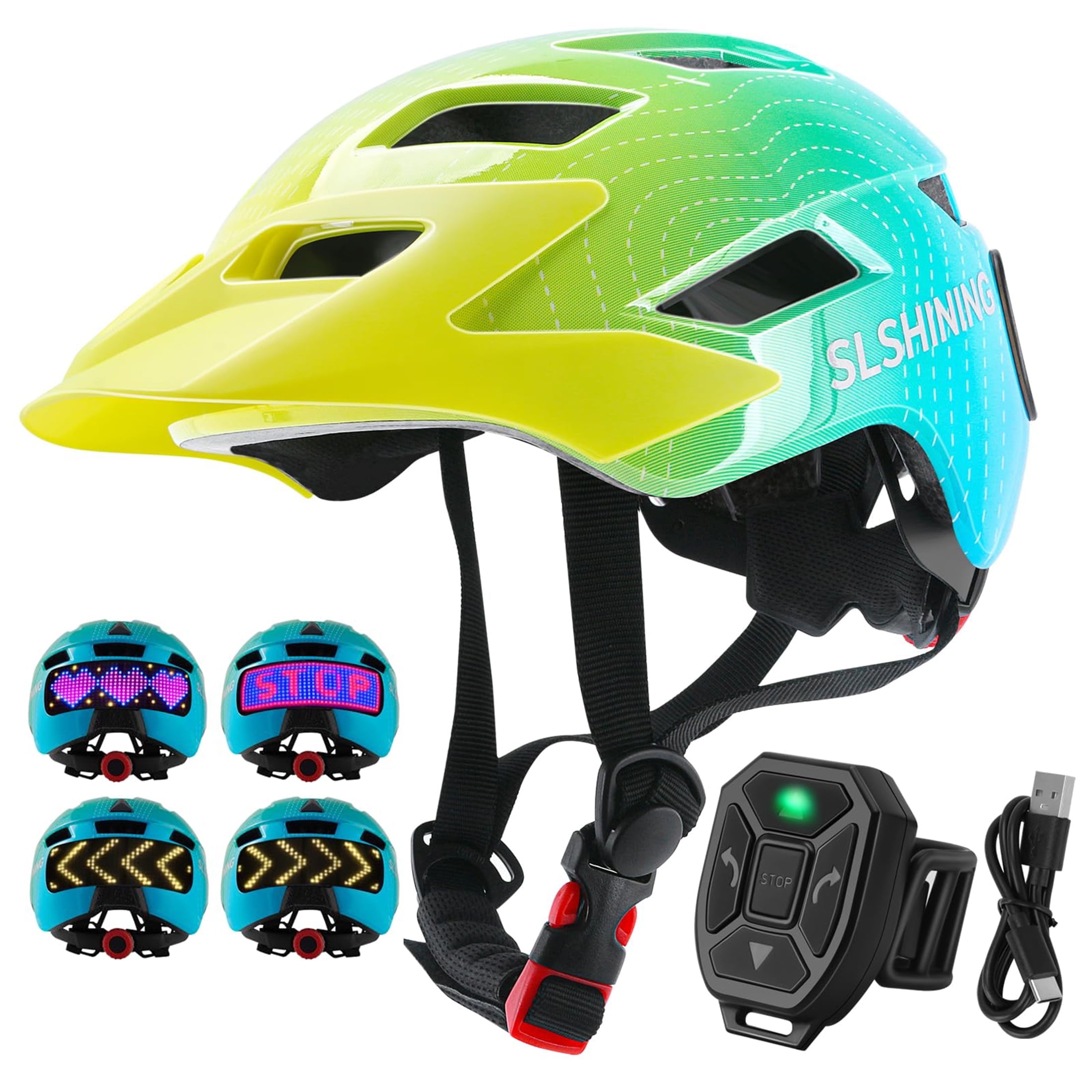 Kids Bicycle Helmet with Upgrade LED Display & Turning Stop Signals Light
