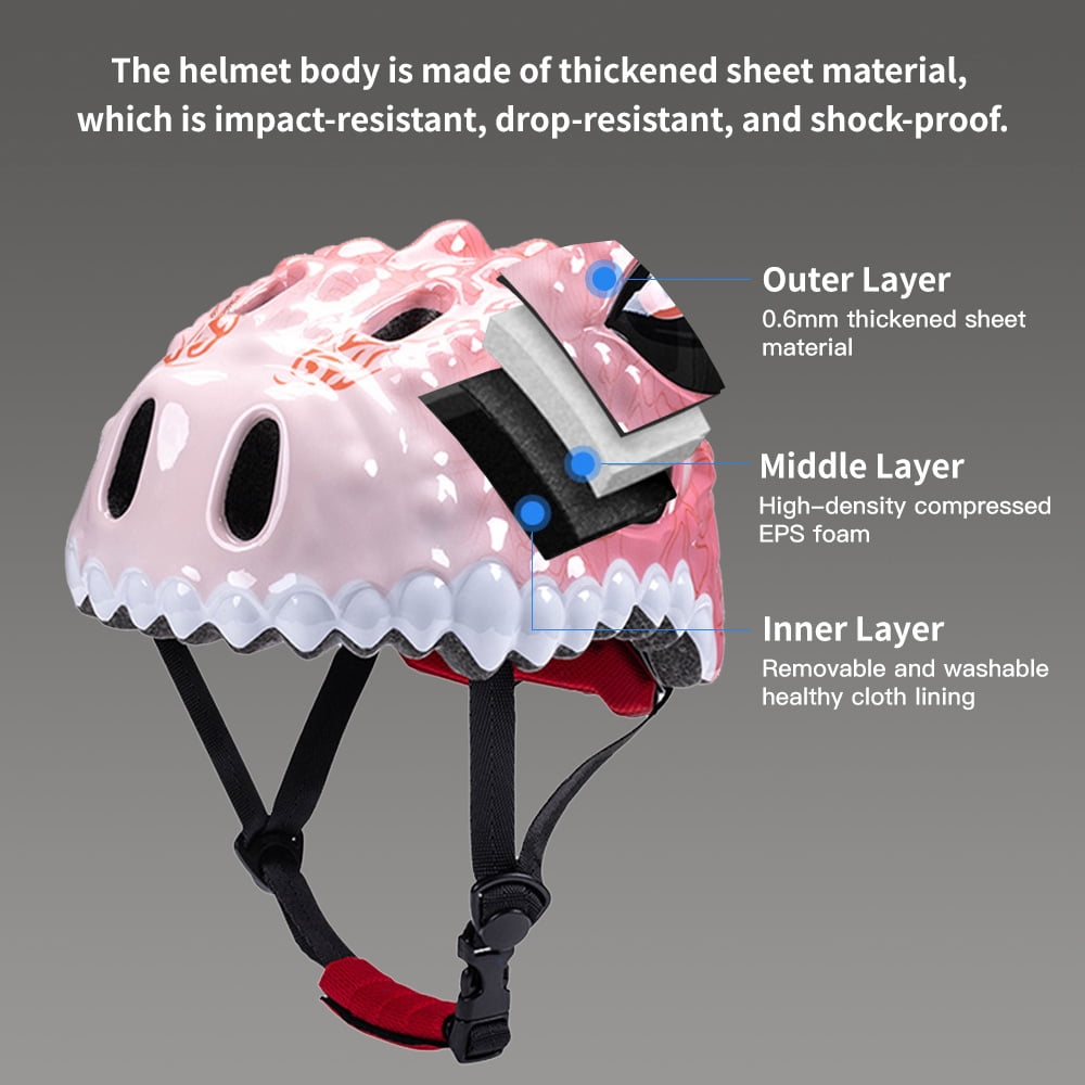 Kids Helmet Kids Toddler Bike Helmet Adjustable Dinosaur Design Skateboard Helmet Breathable Lightweight Protective Gear for Boys Girls Ages 2 5 Years PC Foam 51 54cm Head Ci