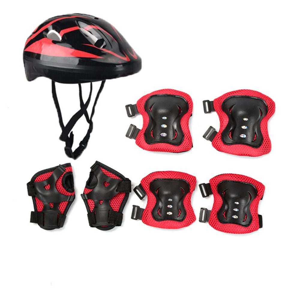 Kids Helmet Knee Elbow Pads Wrist Guard Sport Protective Gear Scooter Skateboard Skate Cycling Safety Set Boy Girl 4-12 Years