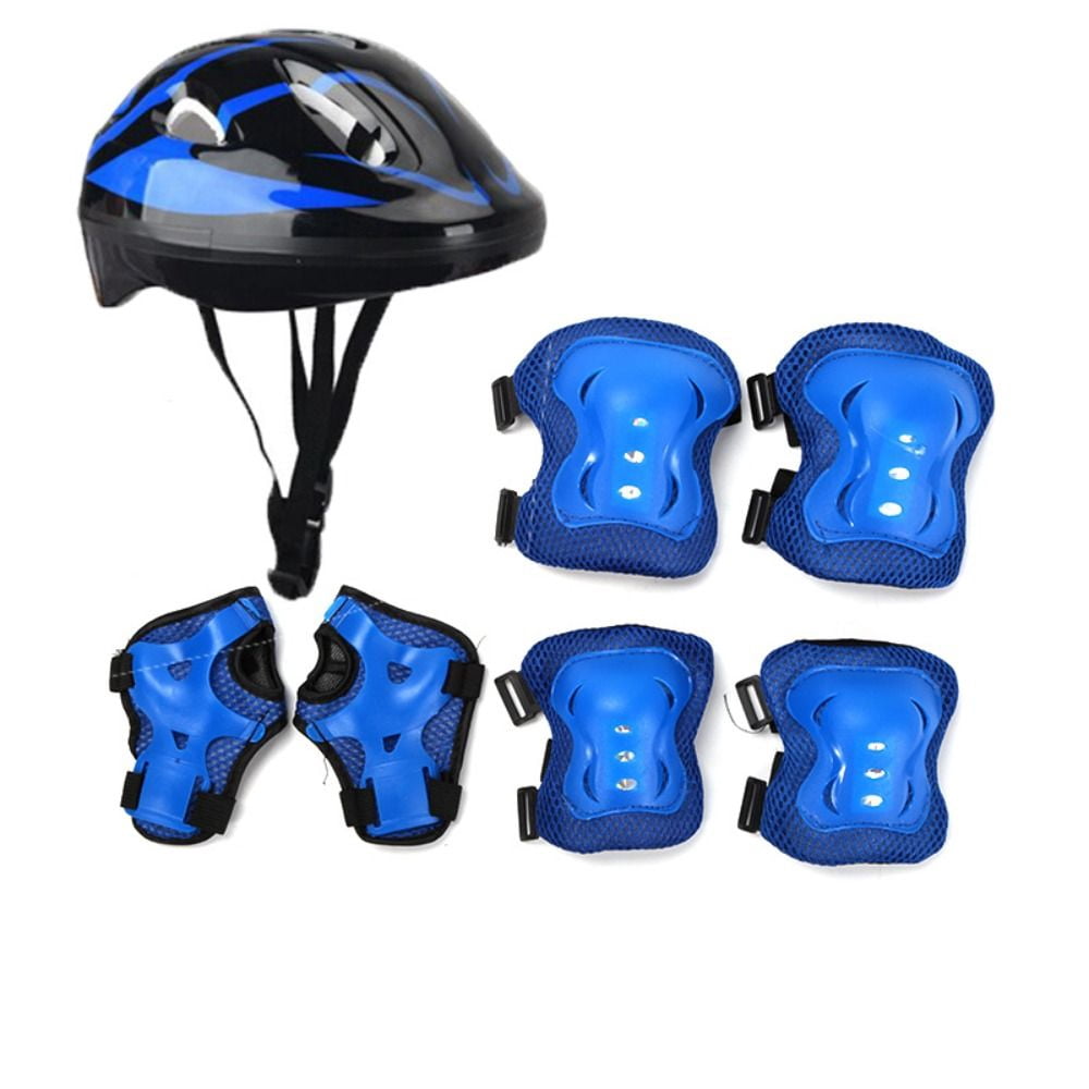 Kids Helmet Knee Elbow Pads Wrist Guard Sport Protective Gear Scooter Skateboard Skate Cycling Safety Set Boy Girl 4-12 Years