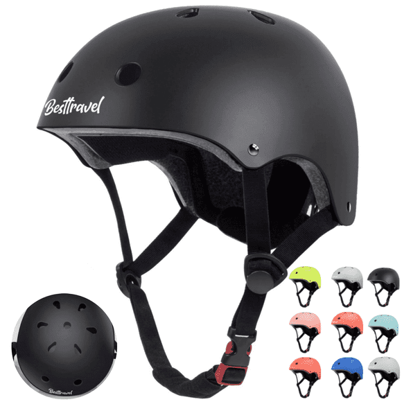 Besttravel Kids Bike Helmet, Toddler Bicycles Helmets for Ages 3-8 Years Boys Girls, Multi-Sport Kids Helmet for Bicycles Skateboarding Scooter Balance, Black