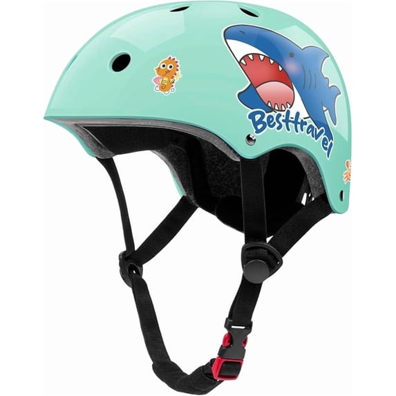 Kids Helmet, Toddler Helmet Adjustable Toddler Bike Helmet Ages 3-8 Years Old Boys Girls Multi-Sports Safety,cyan shark