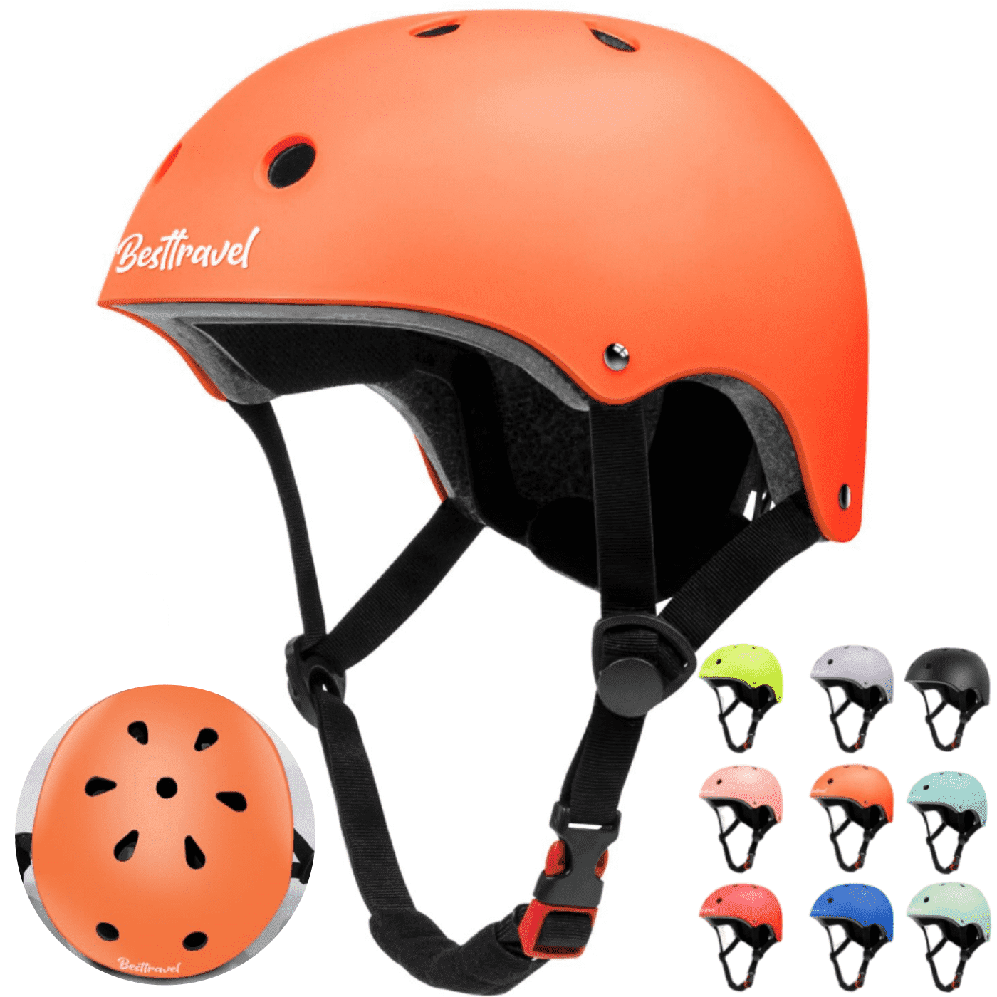 Besttravel Kids Bike Helmet, Toddler Bicycles Helmets for Ages 3-8 Years Boys Girls, Multi-Sport Kids Helmet for Bicycles Skateboarding Scooter Balance, Orange