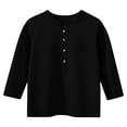 thumbnail image 1 of Kids Henley Neck Shirts Button Long Sleeve Tshirts Loose Yunic Pullover Tops, Grils Spring Outfits 2025 Trendy,01_Black, 1 of 6