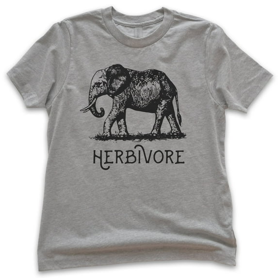 Kids Herbivore Elephant Shirt, Youth Kids Boy Girl T-Shirt, Herbivore Shirt, Vegan Veganism Shirt, Animal Shirt, Dark Heather Gray, X-Small