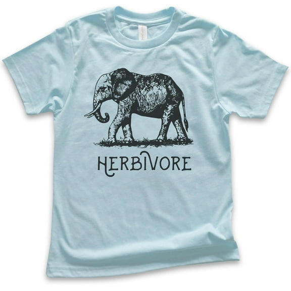Kids Herbivore Elephant Shirt, Youth Kids Boy Girl T-Shirt, Herbivore Shirt, Vegan Veganism Shirt, Animal Shirt, Light Blue, Large