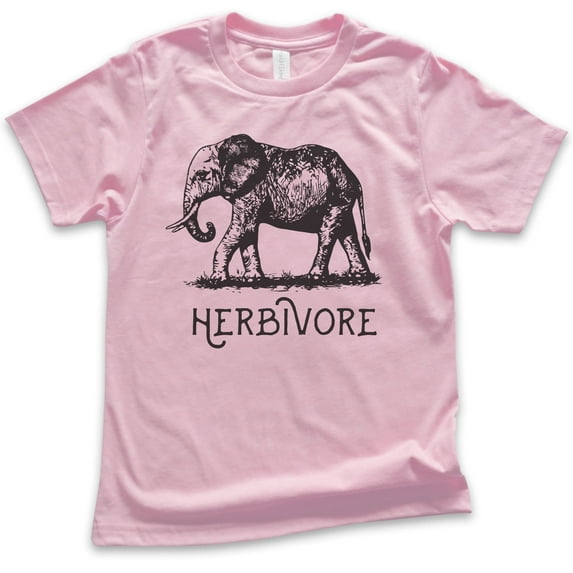 Kids Herbivore Elephant Shirt, Youth Kids Boy Girl T-Shirt, Herbivore Shirt, Vegan Veganism Shirt, Animal Shirt, Light Pink, Large