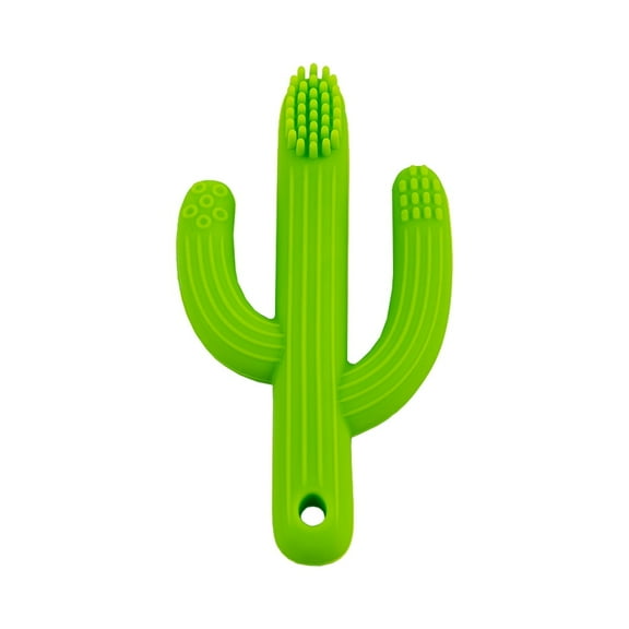 Kids Heroes Baby Teether and Toothbrush, Cactus Shape, BPA-Free Silicone, Easy to Hold, for Infants 0-12 Months, Green, 1 Count