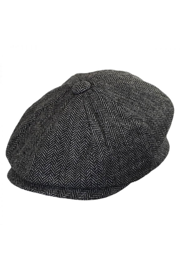 Kids' Herringbone Wool Blend Newsboy Cap - S/M - Charcoal