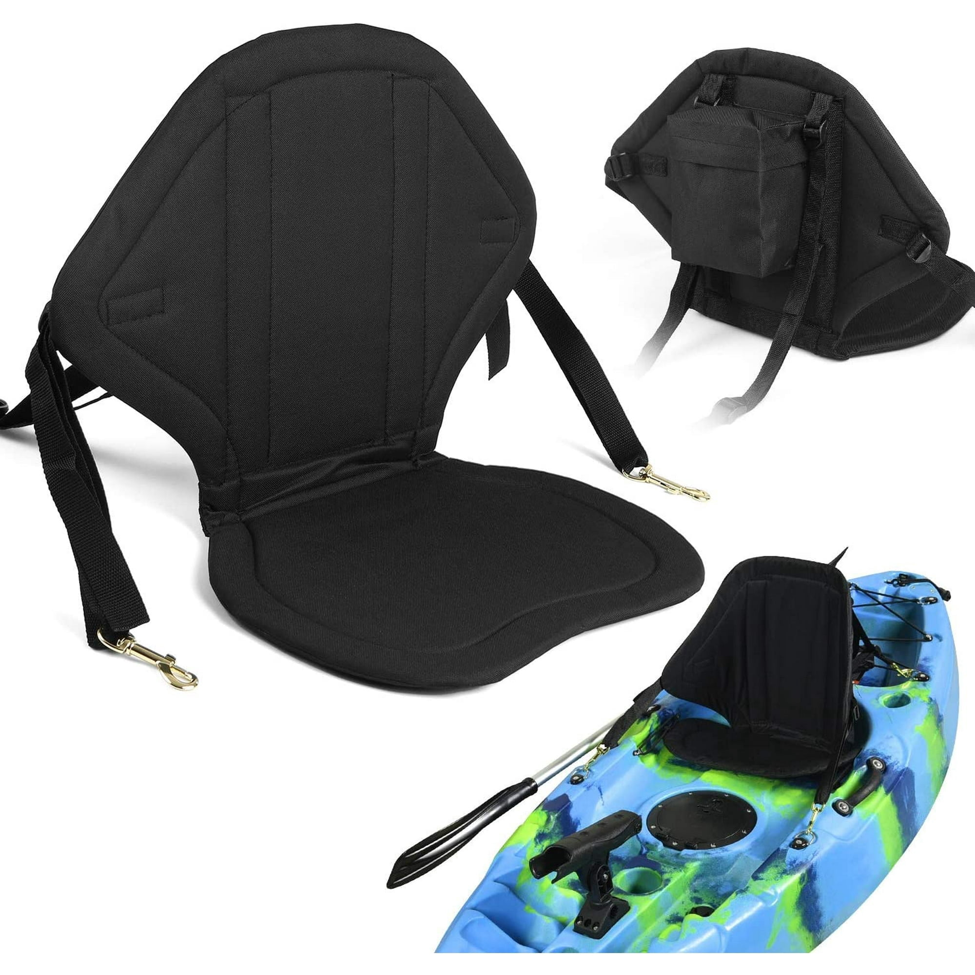 Kids High Back Kayak Seat Cushioned Back Support Universal Fit Black Water Repellent Oxford Canoe Accessory