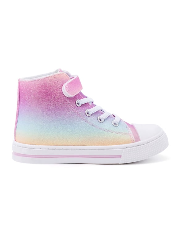 Toddler High Top Canvas Sneakers Girls Glitter Casual Walking Shoes Little Kid Size 12