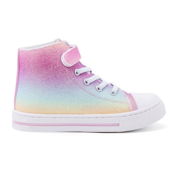 EUXTERPA Toddler High Top Canvas Sneakers Girls Glitter Casual Walking Shoes Little Kid Size 13