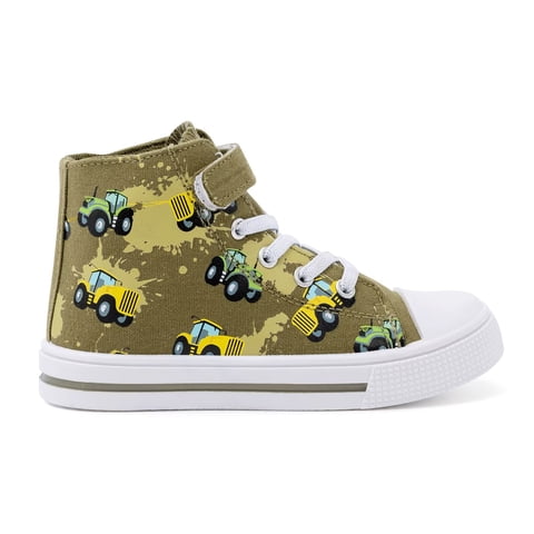 EUXTERPA Toddler High Top Canvas Sneakers Boys Tractor Casual Walking Shoes Big Kid Size 1