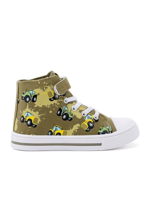 Toddler High Top Canvas Sneakers Boys Tractor Casual Walking Shoes Big Kid Size 1