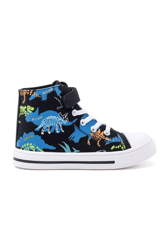 Toddler High Top Canvas Sneakers Boys Dinosaur Casual Walking Shoes Big Kid Size 2