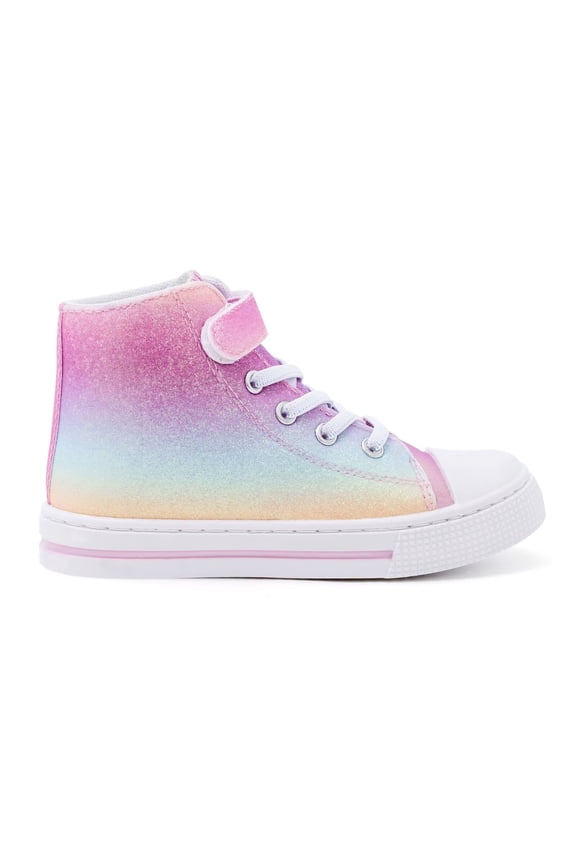 Kids High Top Canvas Sneakers Girls Glitter Casual Walking Shoes Toddler Size 9