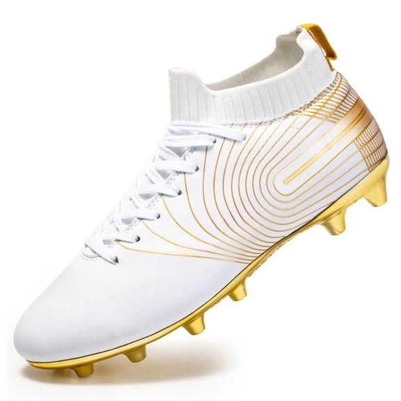 Kids High-Top Soccer Cleats - Unisex Youth Football Boots with Gold Spike Soles for Indoor & Outdoor Training and Athletic Performance