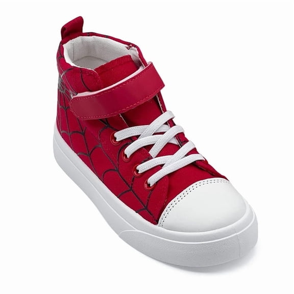 Kids High Top Spider Canvas Sneakers Lightweight Girls Boys Classic Casual Tennis Shoes with Adjustable Velcro Toddler Athletic Running Walking Shoes