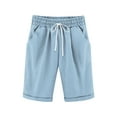 thumbnail image 1 of Kids High Waisted Cotton Linen Shorts Elastic Waist Shorts with Pockets Summer Dressy Casual Cropped Pants Dressy Shorts Clearance, 1 of 7