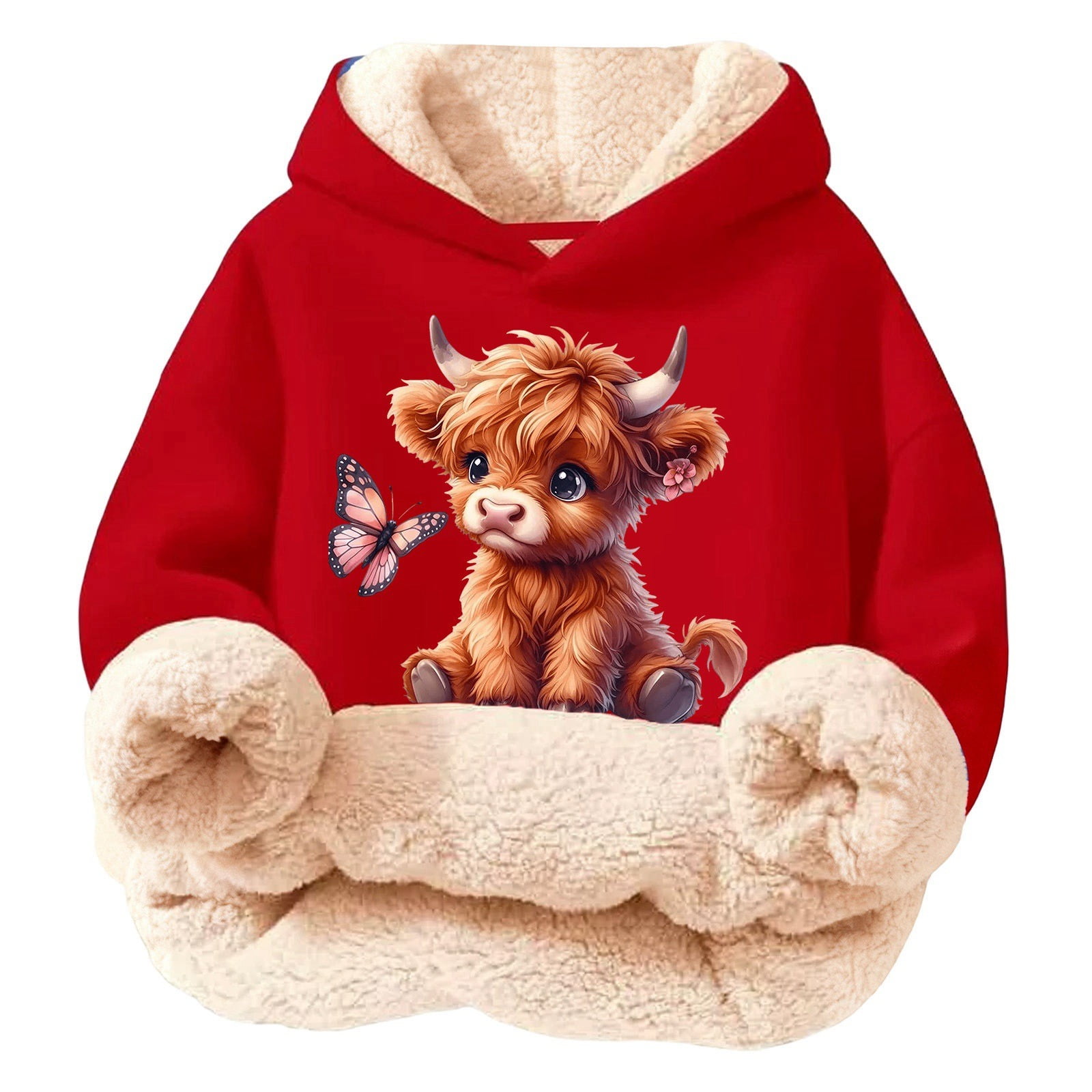Kids Highland Cow Hoodie, Oversized Funny Pullover Sweatshirt, Cozy ...