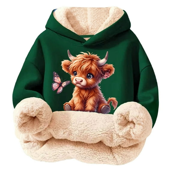 Kids Highland Cow Hoodie, Oversized Funny Pullover Sweatshirt, Cozy ...