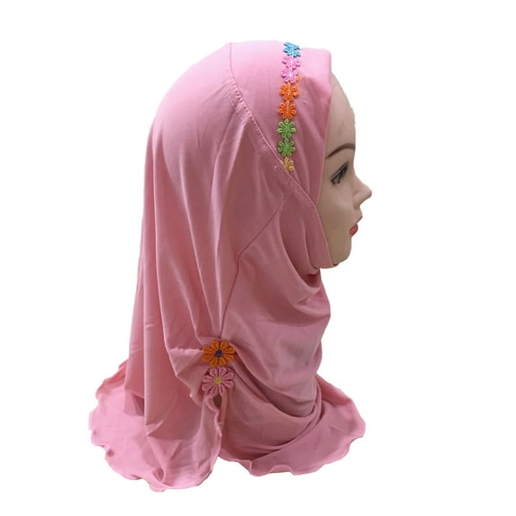 Kids Hijab, Breathable Sun-protection Floral Muslim Head Scarf 1Pc