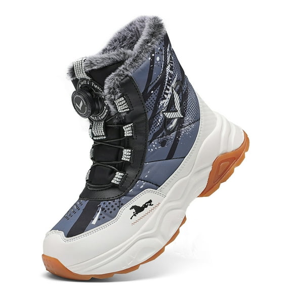 FANGFIUP Boys Hiking Boots Kids Hiking Shoes Girls Outdoor Warm Winter Snow Boots Adventure Trekking Shoes Anti-skid Sneakers Steel Buckle Durable Comfortable