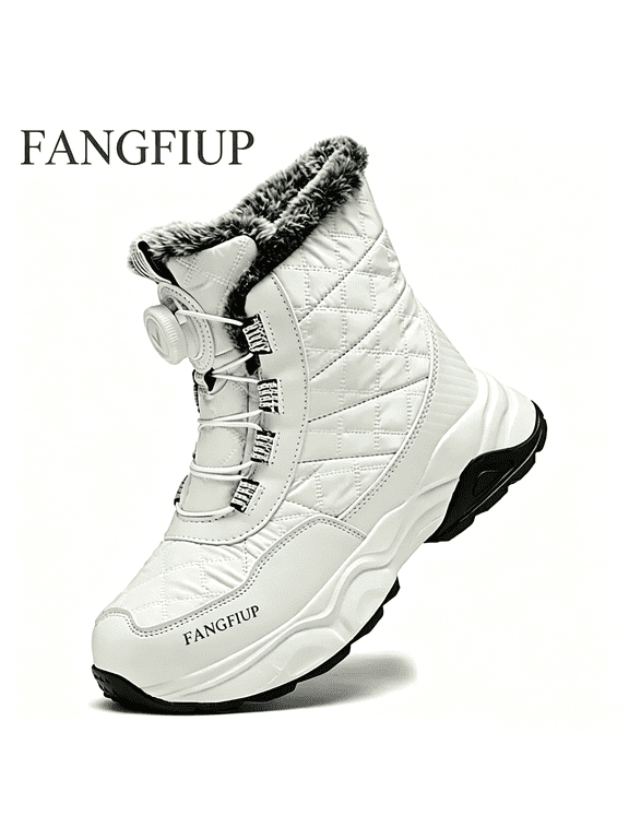 Boys Hiking Boots Kids Hiking Shoes Girls Outdoor Warm Winter Snow Boots Adventure Trekking Shoes Anti-skid Sneakers Steel Buckle Durable Comfortable