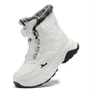 FANGFIUP Boys Hiking Boots Kids Hiking Shoes Girls Outdoor Warm Winter Snow Boots Adventure Trekking Shoes Anti-skid Sneakers Steel Buckle Durable Comfortable