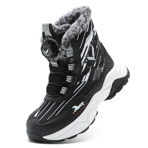 FANGFIUP Boys Hiking Boots Kids Hiking Shoes Girls Outdoor Warm Winter Snow Boots Adventure Trekking Shoes Anti-skid Sneakers Steel Buckle Durable Comfortable