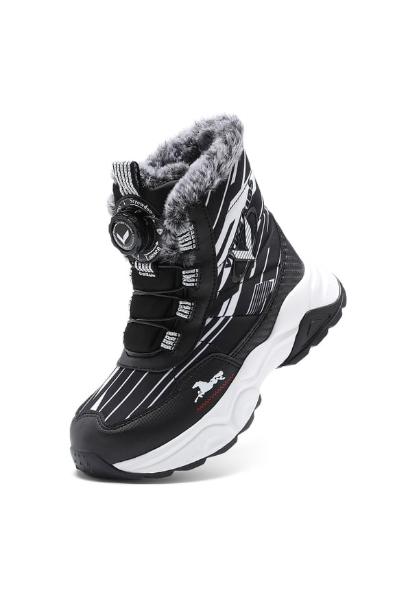 Boys Hiking Boots Kids Hiking Shoes Girls Outdoor Warm Winter Snow Boots Adventure Trekking Shoes Anti-skid Sneakers Steel Buckle Durable Comfortable