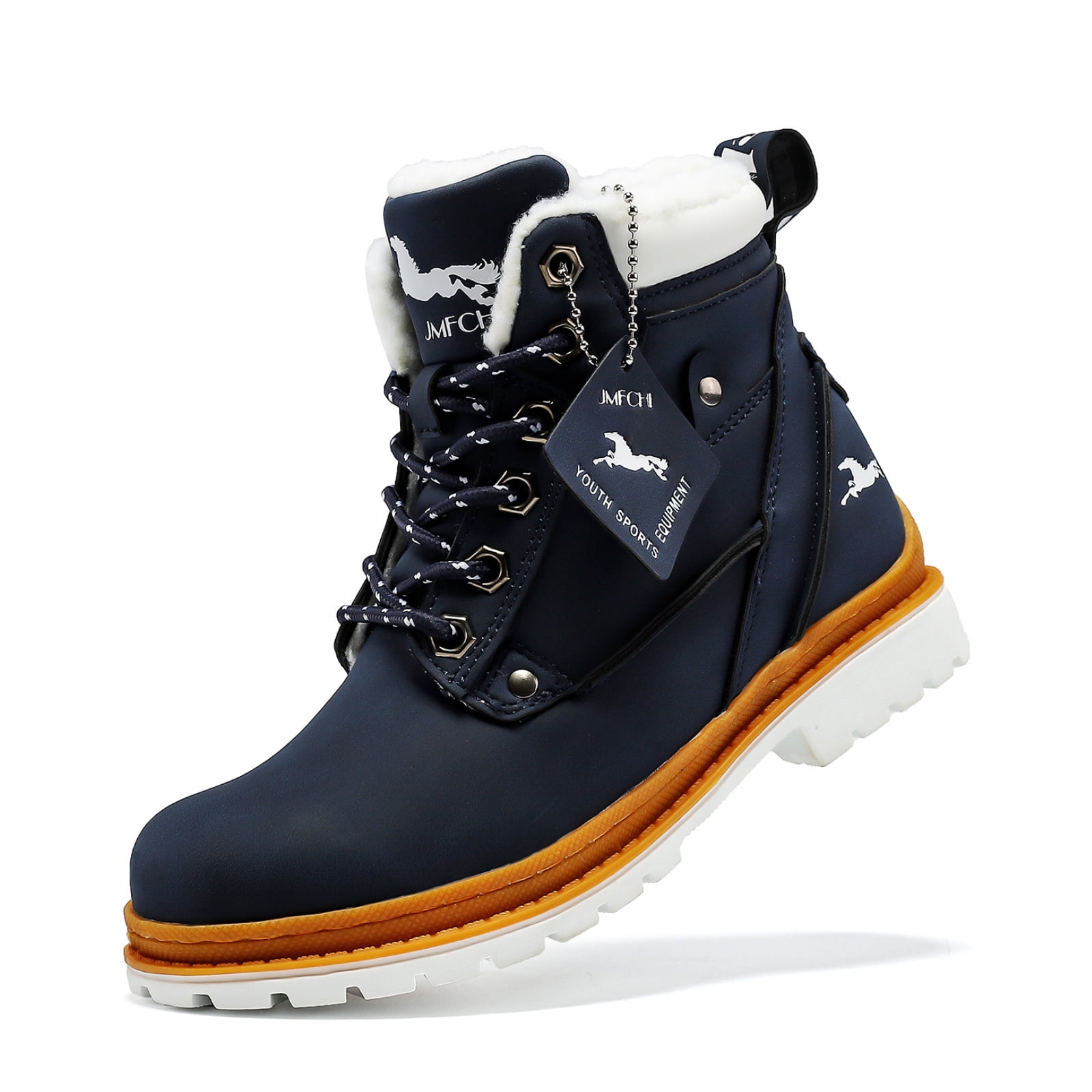 FANGFIUP Boys Hiking Boots Kids Hiking Shoes Girls Outdoor Warm Winter Snow Boots Adventure Trekking Shoes Anti-skid Sneakers Steel Buckle Durable Comfortable