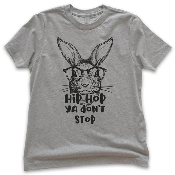 Kids Hip Hop Ya Don't Stop Rabbit Shirt, Youth Kids Boy Girl T-Shirt, Easter Shirt, Easter Bunny Tee, Hipster, Dark Heather Gray, X-Small
