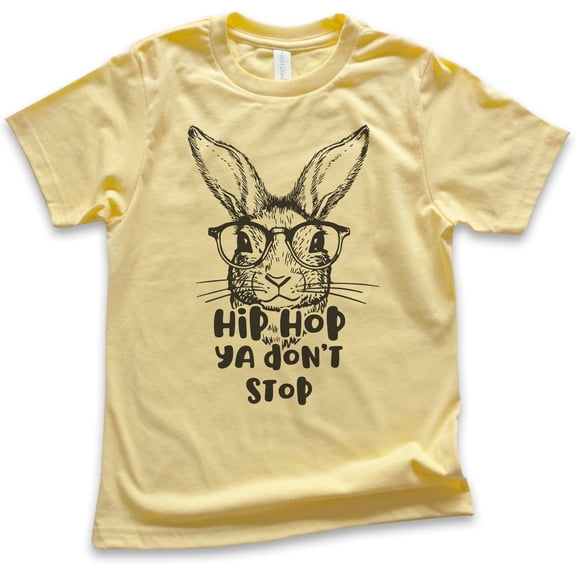 Kids Hip Hop Ya Don't Stop Rabbit Shirt, Youth Kids Boy Girl T-Shirt, Easter Shirt, Easter Bunny Tee, Hipster, Yellow, Small