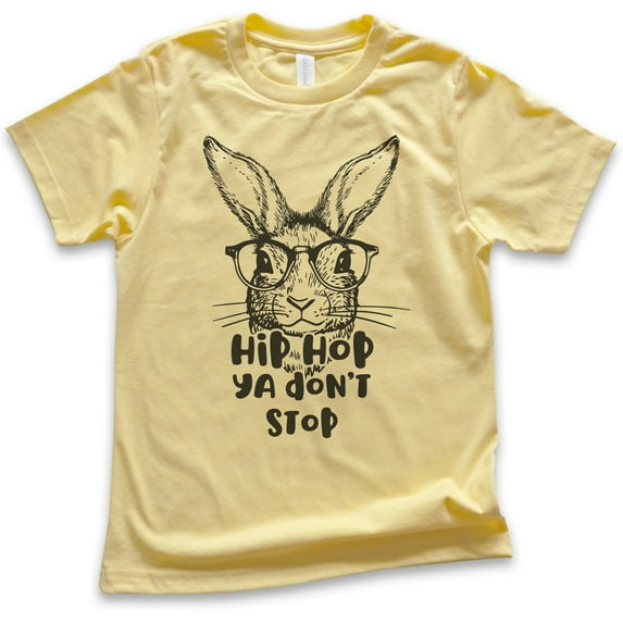 Kids Hip Hop Ya Don't Stop Rabbit Shirt, Youth Kids Boy Girl T-Shirt, Easter Shirt, Easter Bunny Tee, Hipster, Yellow, X-Large