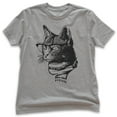 thumbnail image 1 of Kids Hipster Cat Shirt, Youth Kids Boy Girl T-Shirt, Cat Lover Shirt, Cat Glasses Tee, Nerdy Cat Shirt, Dark Heather Gray, X-Large, 1 of 4