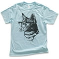 thumbnail image 1 of Kids Hipster Cat Shirt, Youth Kids Boy Girl T-Shirt, Cat Lover Shirt, Cat Glasses Tee, Nerdy Cat Shirt, Light Blue, Medium, 1 of 4