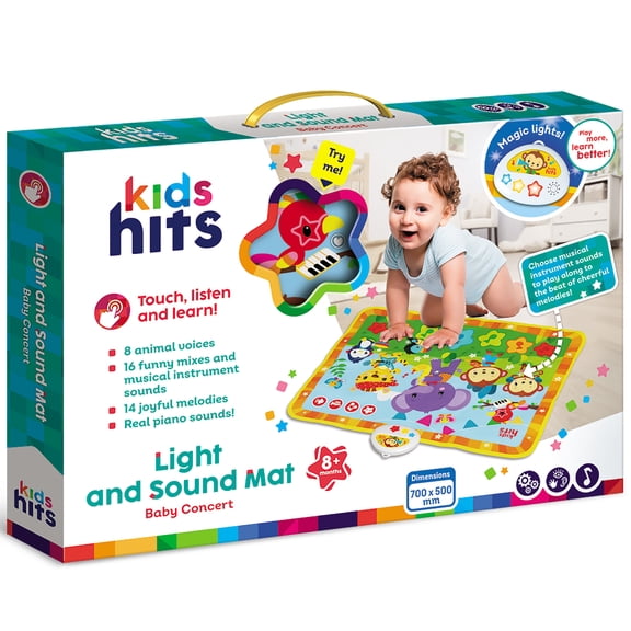 Kids Hits: Light & Sound Mat - Baby Concert - Music Activity Floor Pad, Sensory Toy, Animals-Songs-Piano Notes, Touch-Listen-Learn, Baby-Toddlers 8Mo+