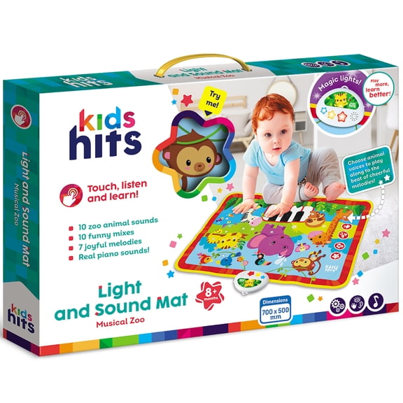 Kids Hits: Light & Sound Mat - Musical Zoo - Activity Floor Pad, Sensory Play Toy, Animals-Songs-Piano Notes, Touch-Listen-Learn, Baby-Toddlers 8Mo+