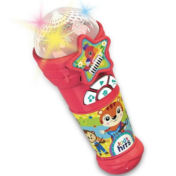 Kids Hits: Great Hits - Light Show Microphone - Red - Interactive Play Music-Song-Singing Toy, Karaoke & DJ Modes, Colorful Lights, Kids & Toddlers 2+
