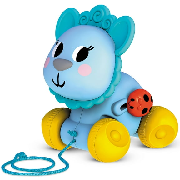 Kids Hits: Push & Pull Llama - Blue - Tactile Motion Play Toy, Easy-To-Roll Inertia Wheels, Bright Colors, Rotating Animal Head, Rachet, Toddlers 1+