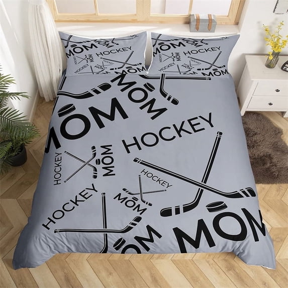 Kids Hockey Bedding Set Cool Sport Theme Comforter Cover Soft Microfiber Sports Hockey Bed Set for Boys Teens, 1 Duvet Cover with 2 Pillowcases (No Comforter)