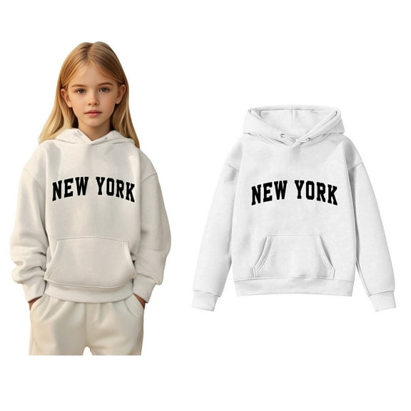 Kids Hoddies Kids Letter Pattern Hoodie Casual Long Sleeve Hoodie Sweatershirt Pullover Warm Fall Winter Clothes 5-6 Years Kids Girl Clothes
