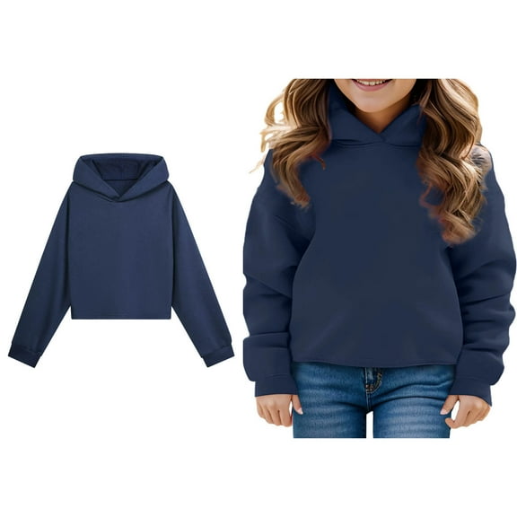 Kids Hoddies Kids Navy Hoodie Lightweight Long Sleeve Hoodies Winter Clothes Kids Clothes Girls Size 9-10 Years